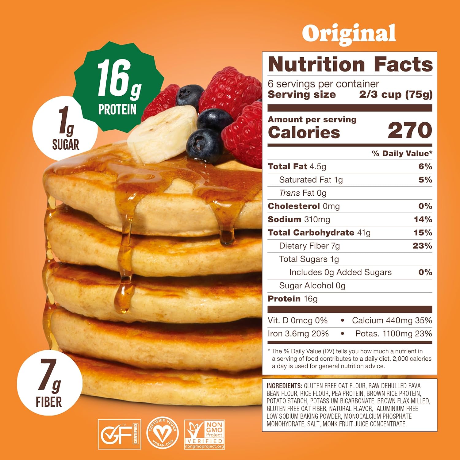 Flourish Plant-Based Protein Pancake & Waffle Mix, Gluten-Free, Dairy-Free, Nut-Free, Soy-Free, Vegan, Non-GMO, All-Natural Superfood, High Protein & Fiber, Just Add Water - Original, 430 g (2 Pack)