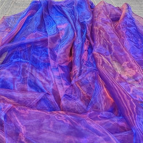 Miniatura 4 de Tela de organza transparente ligera de dos tonos, gasa holográfica iridiscente, tela de tul de encaje oganza para vestido, fiesta, fondo brillante,