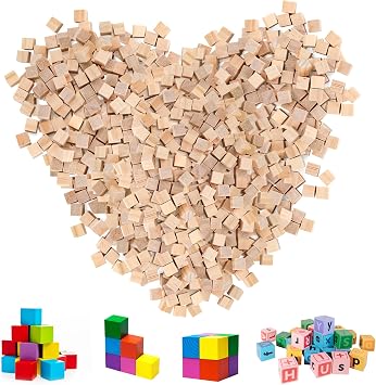 1 cm Wooden Blocks, Centimeter Wood Cubes 1000 Pcs | Small Wood Cubes for Crafts, Wooden Centimeter Cubes Blank for DIY Projects Arts Crafts Making