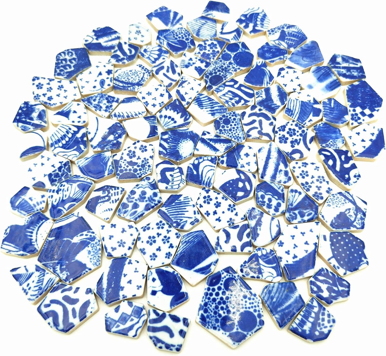 Płytki mozaikowe z ceramiki i porcelany - 500 g - Nieregularne, złamane płytki mozaikowe do kreatywnego wypoczynku, podłogi, kuchni, basenu, doniczek (Porcelana 02)