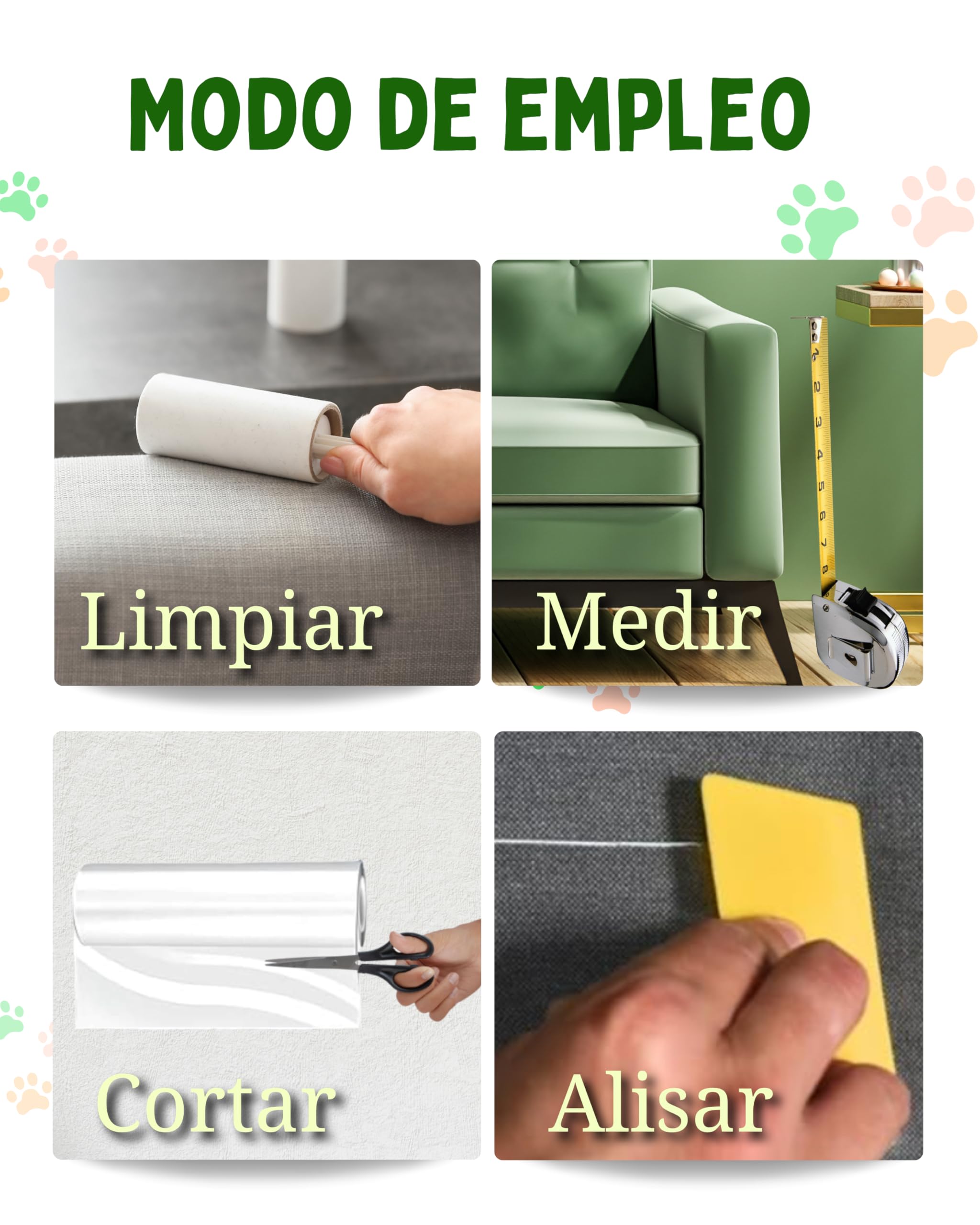 Protector Sofa Gatos Arañazos 40cm x 5m - Plastico Adhesivo Antiarañazos para Sofa y Puertas, Protector Transparente para Gatos y Perros, Fácil de Instalar