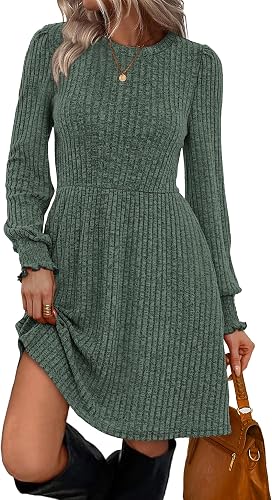 SAMPEEL Dresses for Women 2025 Long Sleeve Fall Fashion Casual Sweater Dress Trendy Outifts