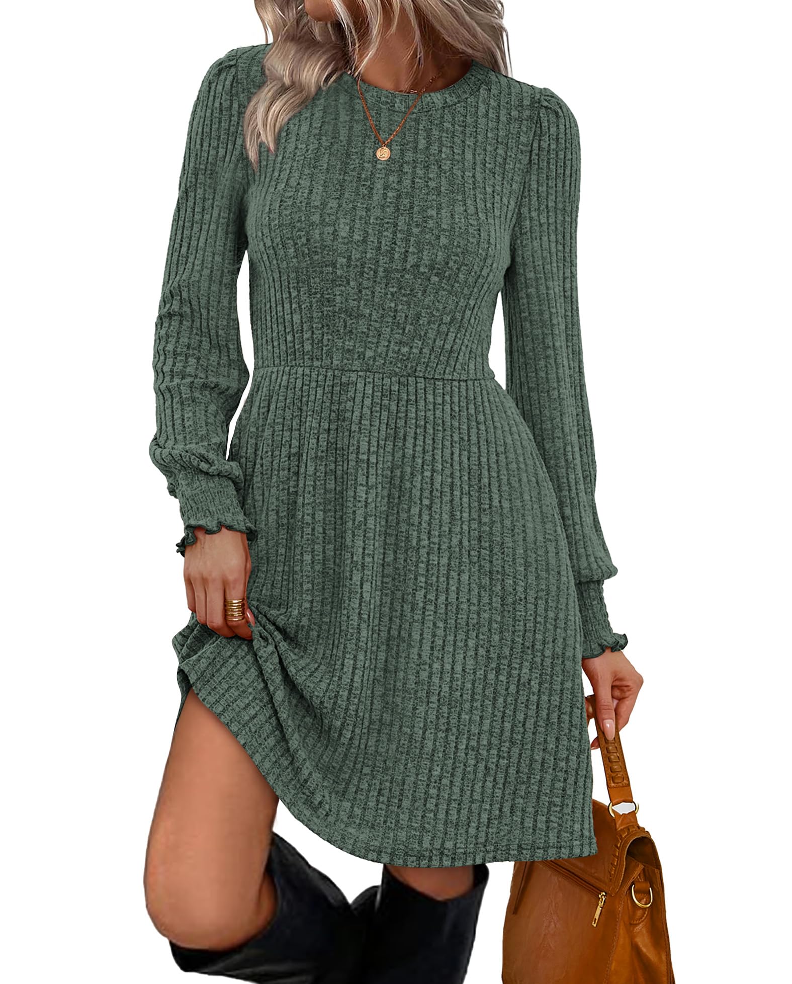 SAMPEEL Dresses for Women 2025 Long Sleeve Fall Fashion Casual Sweater Dress Trendy Outifts