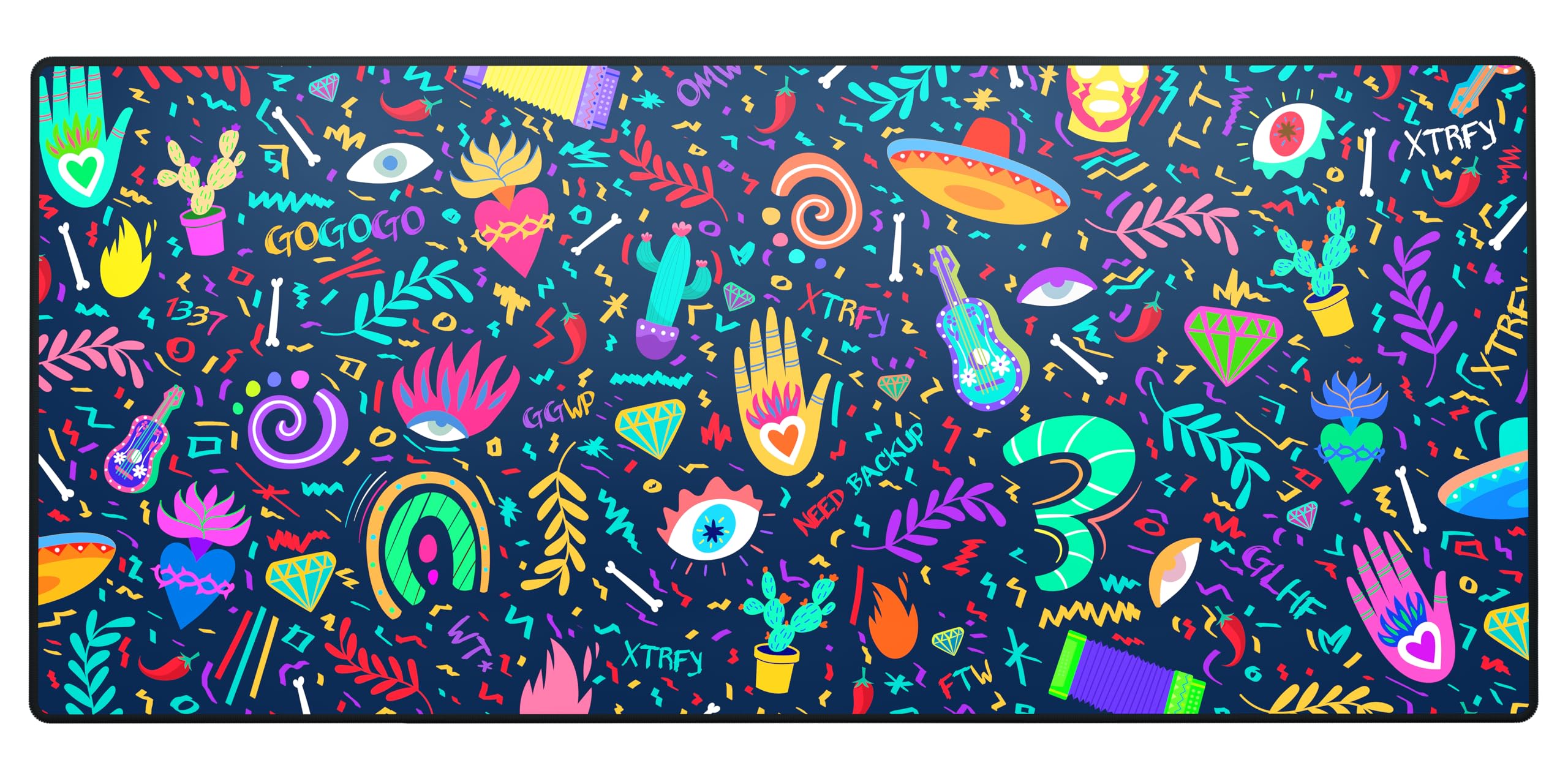 XTRFY GP5 XL Fabric Gaming Mouse Pad (920 x 400 x 3 mm), Smooth Speed Pad for Precision, Stitched Edges, Non-Slip Base, Machine Washable, Fiesta Edition