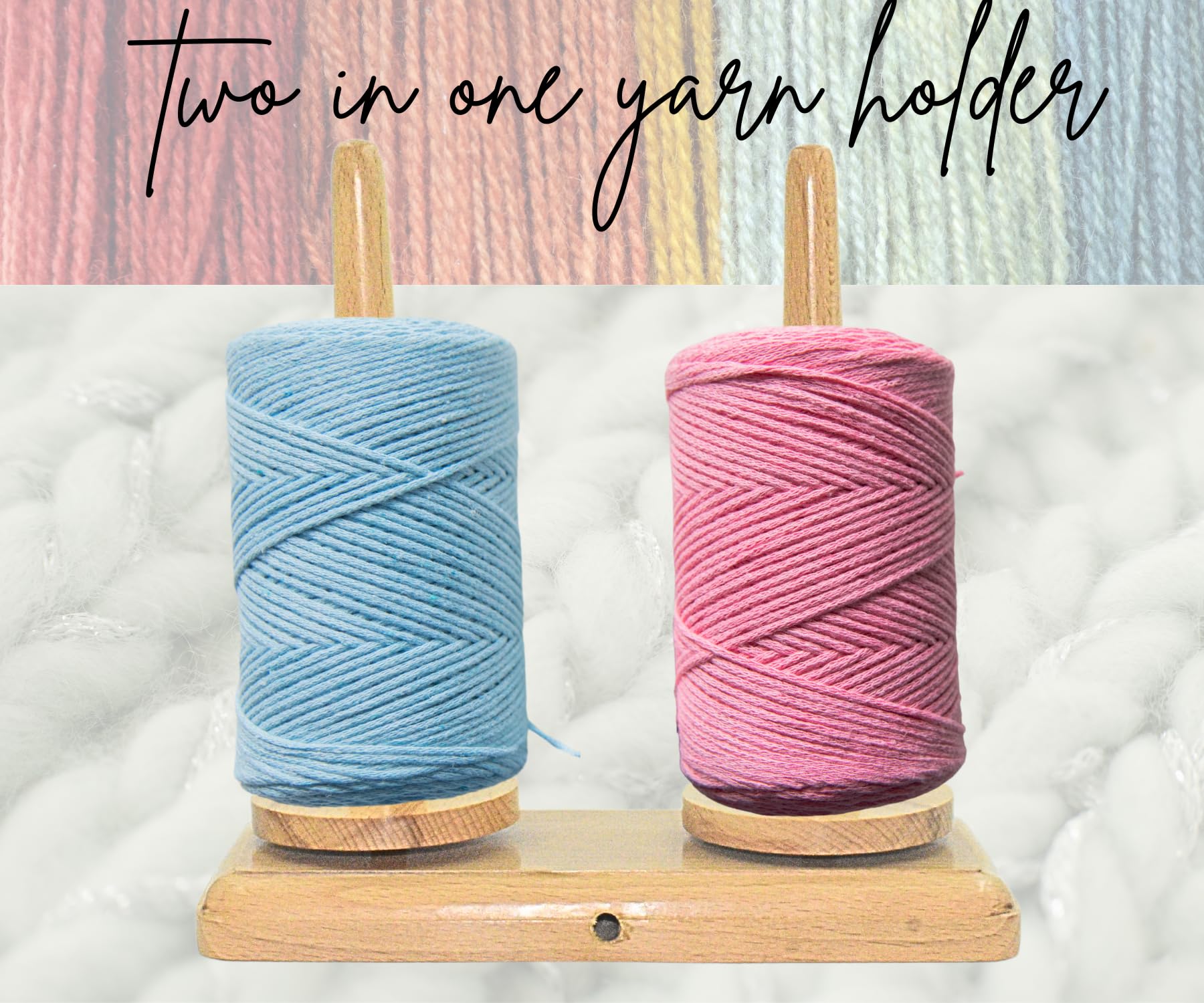 Naaz Wood Art Premium Beech Wood Yarn Rolling Holder, Rotating Beech Wood Yarn Holder for Knitting & Crocheting, Beech Wood Yarn Storage and Unwinding Solution (Beech Wood 2)