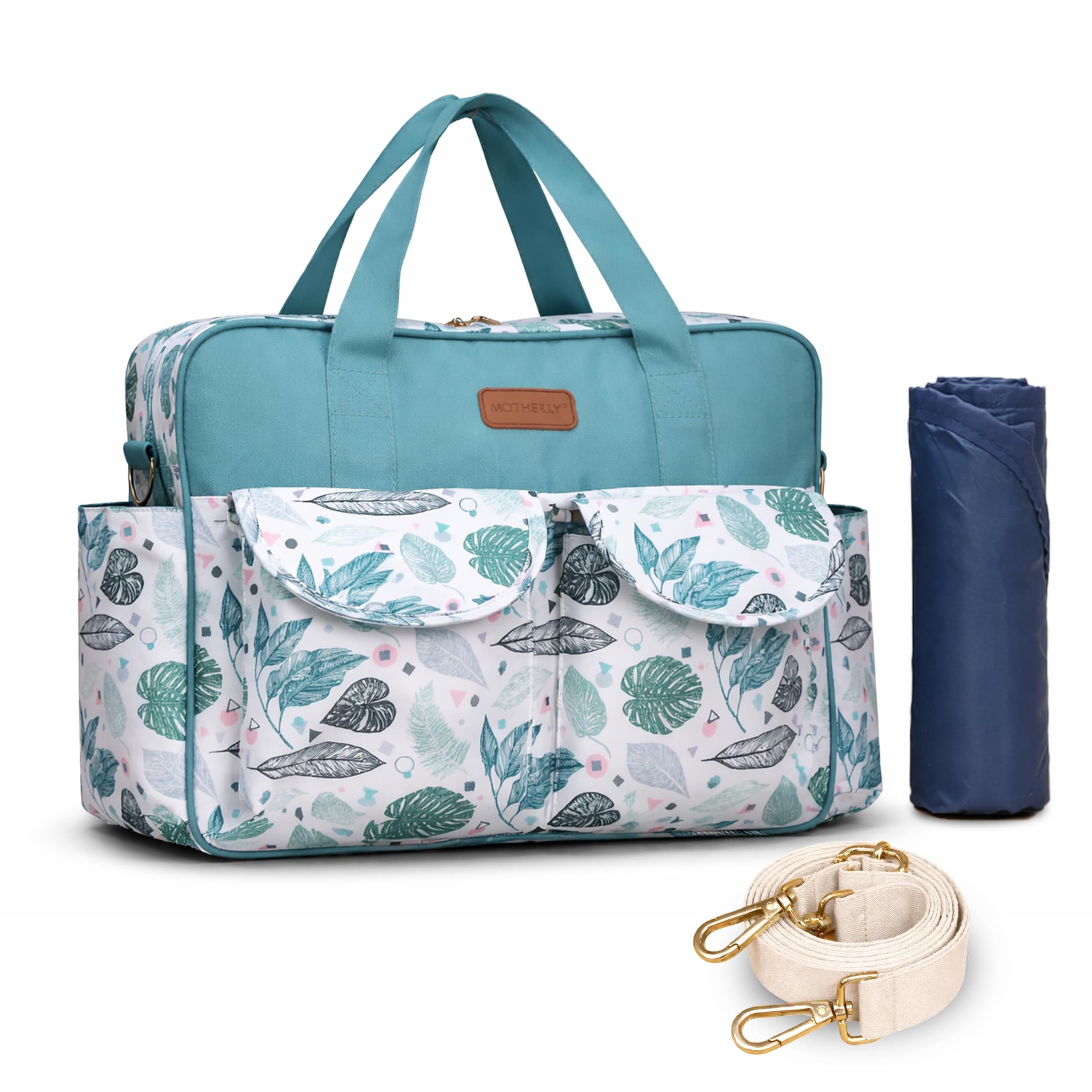 Motherly Grace Diaper Bag for Mothers for Travel, Maternity Bag for Newborn Baby, Mothers Travelling Bag, Multiple Pocket Water Resistant Baby Bag for moms with Warranty and Offers(Green White Leaf)-image-10