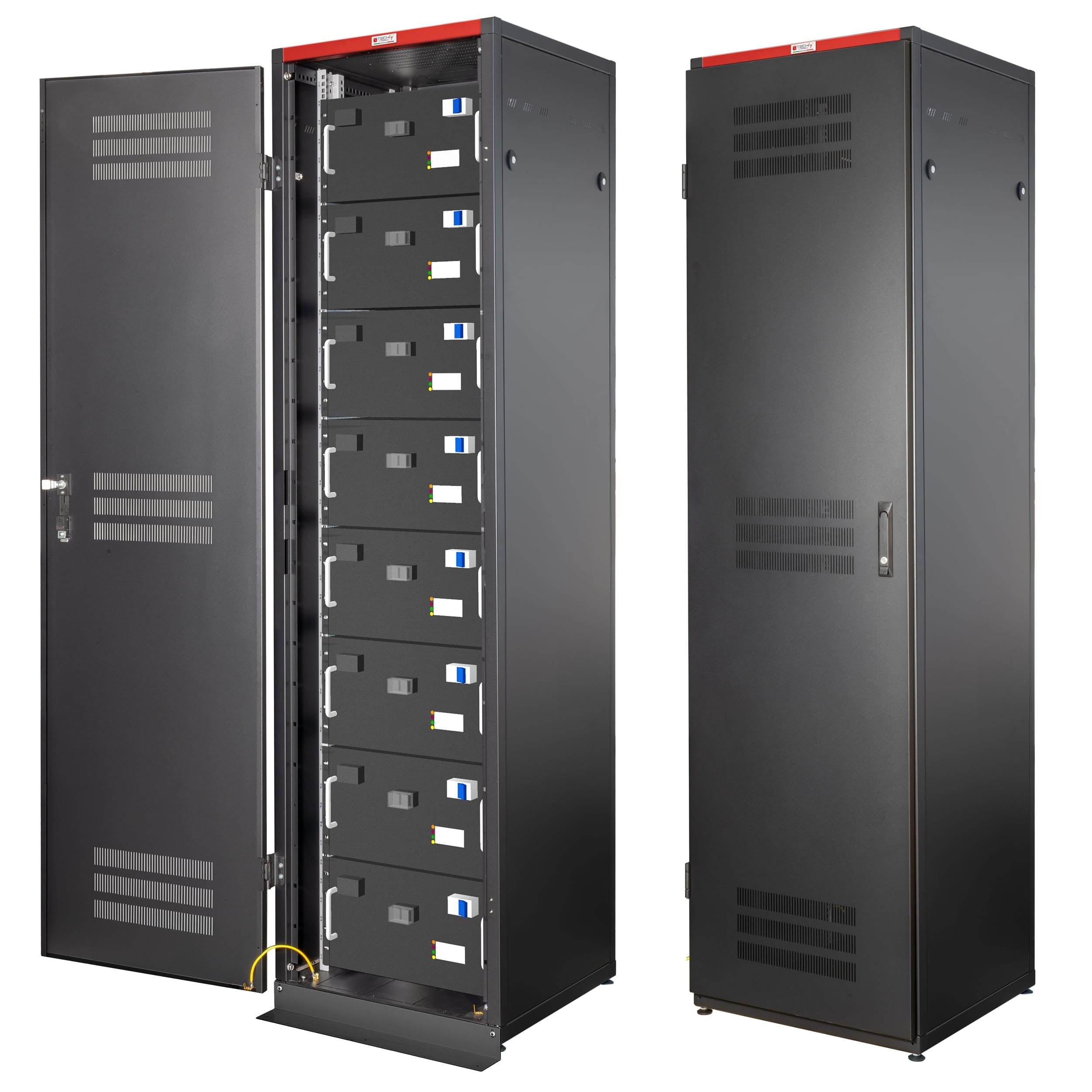 Techly Professional 369090 Armadio Rack 19" 600x600 20U per Batterie Fotovoltaico Nero Nero