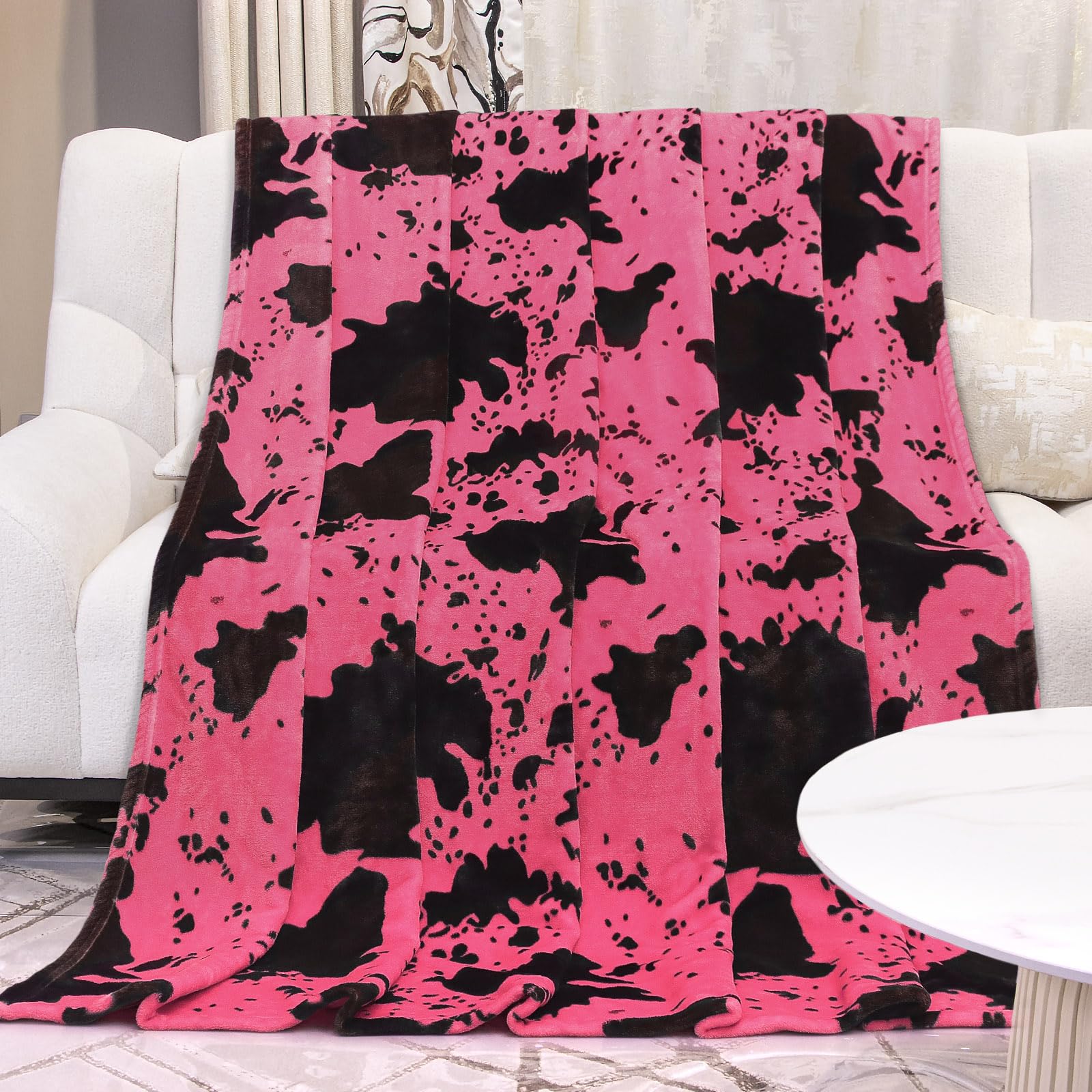 GEULAY Twin Size Fleece Blanket, Hot Pink, 60x80 inches