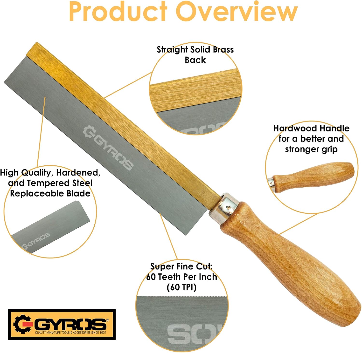 Gyros Gents Dovetail Razor Saw Replacement Blade, 60 TPI, With Sturdy Pouch, (84-16008, fits SKU 83-16008)