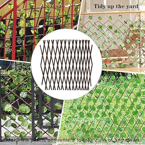 Miniatura 6 de Enrejado de sauce natural, soporte expandible para plantas, entramado para plantas, panel de pared decorativo de madera para exteriores, enrejado de