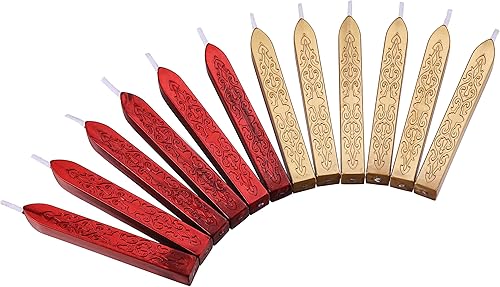 Miniatura 9 de Yoption 12 varillas de cera de sellado con mechas, tótem de oro antiguo manuscrito de fuego para sello de cera (oro antiguo)