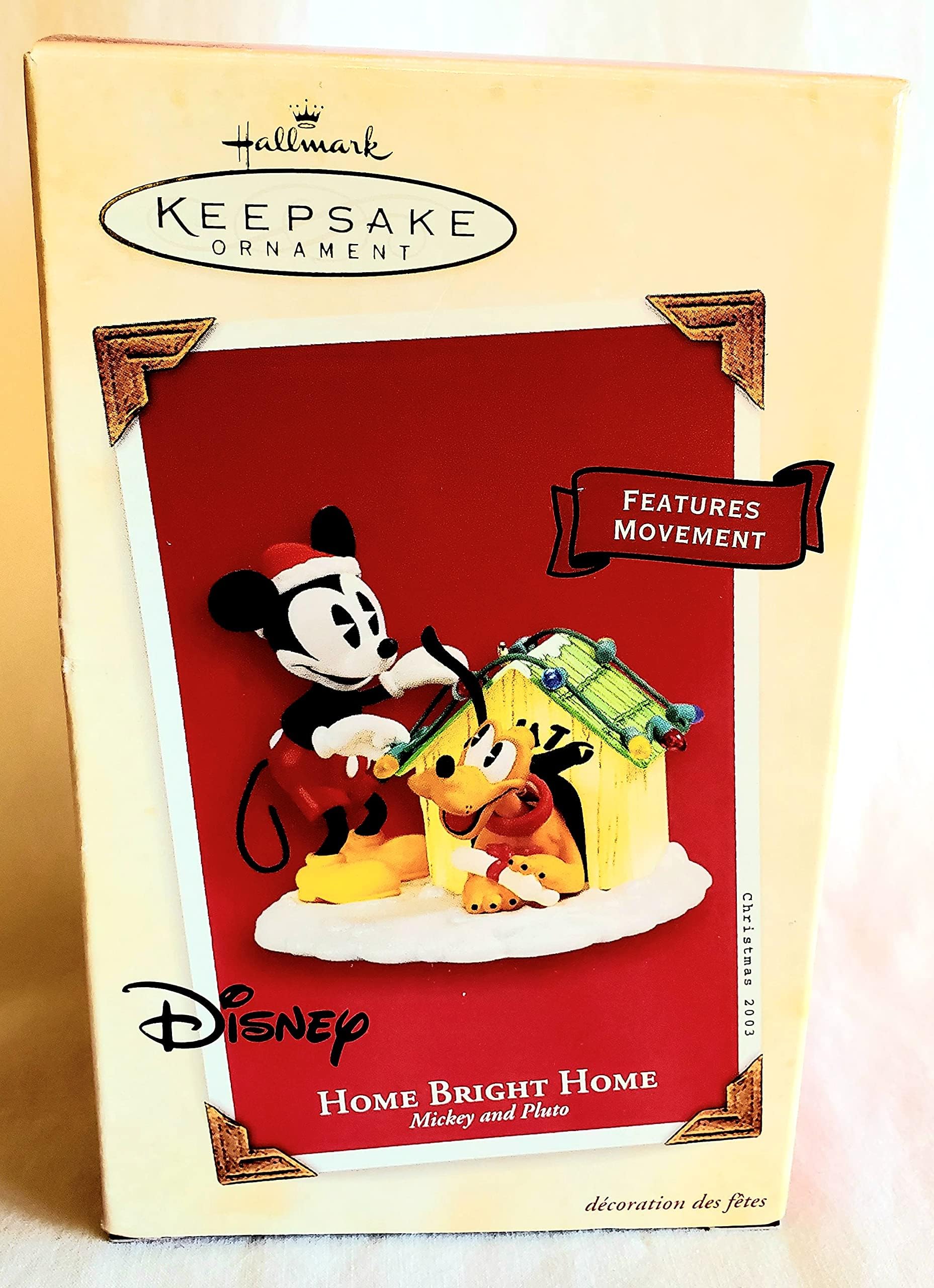 HallmarkQXD2509 Home Bright Home Mickey and Pluto 2003 Keepsake Ornament
