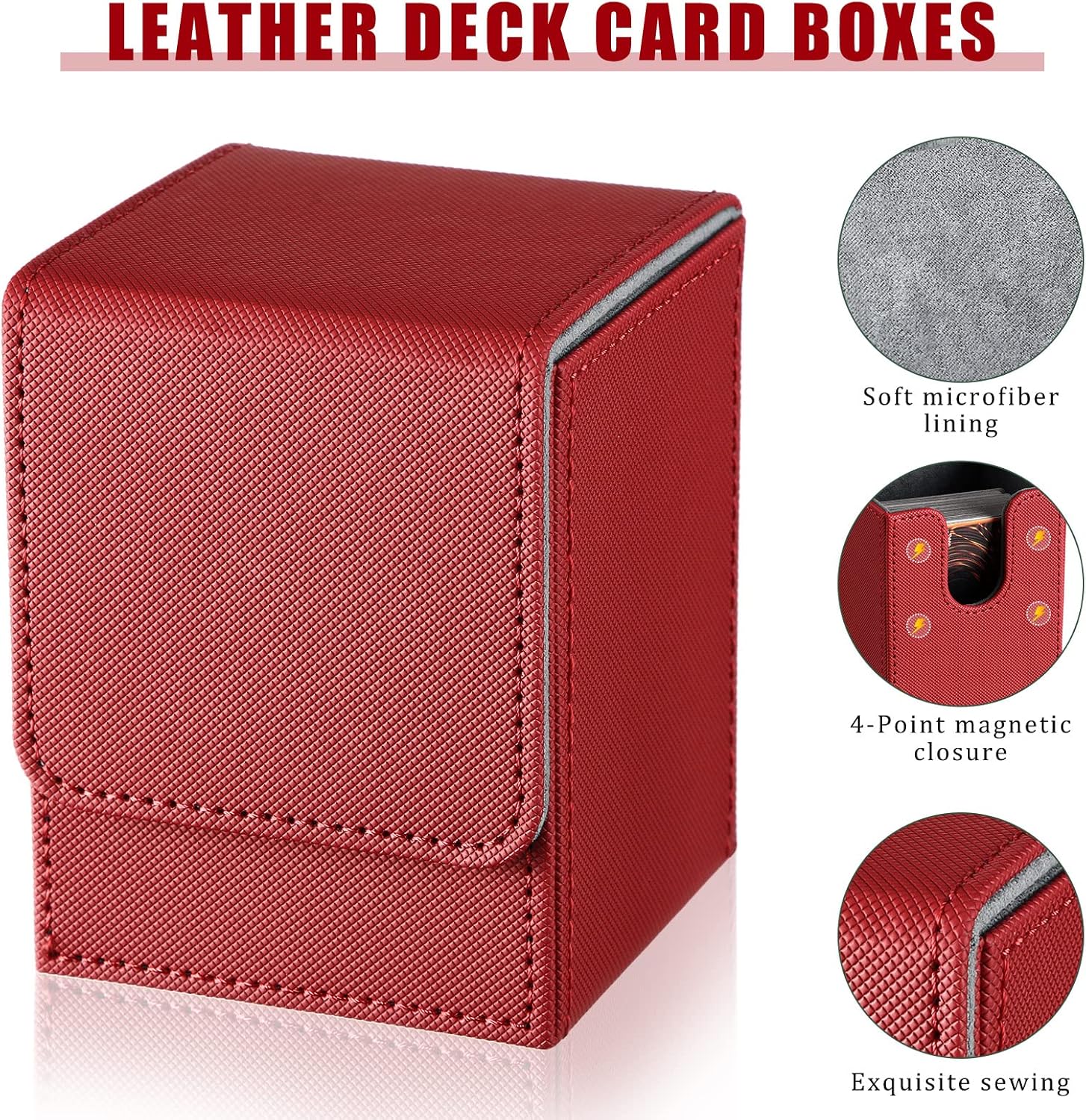 Yookeer 6 Pack Leather Deck Card Boxes 100+ Card Deck Game Box Magnetic Playing Card Deck Card Storage Box 100 Plus Cards Compatible MTG TCG (White,Black,Black Red,Red,Yellow,Purple, Vertical) : Toys & Games