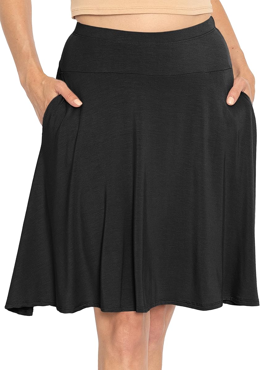 STRETCH IS COMFORT Falda de corte A MIDI y hasta la rodilla para mujer y talla grande con bolsillos