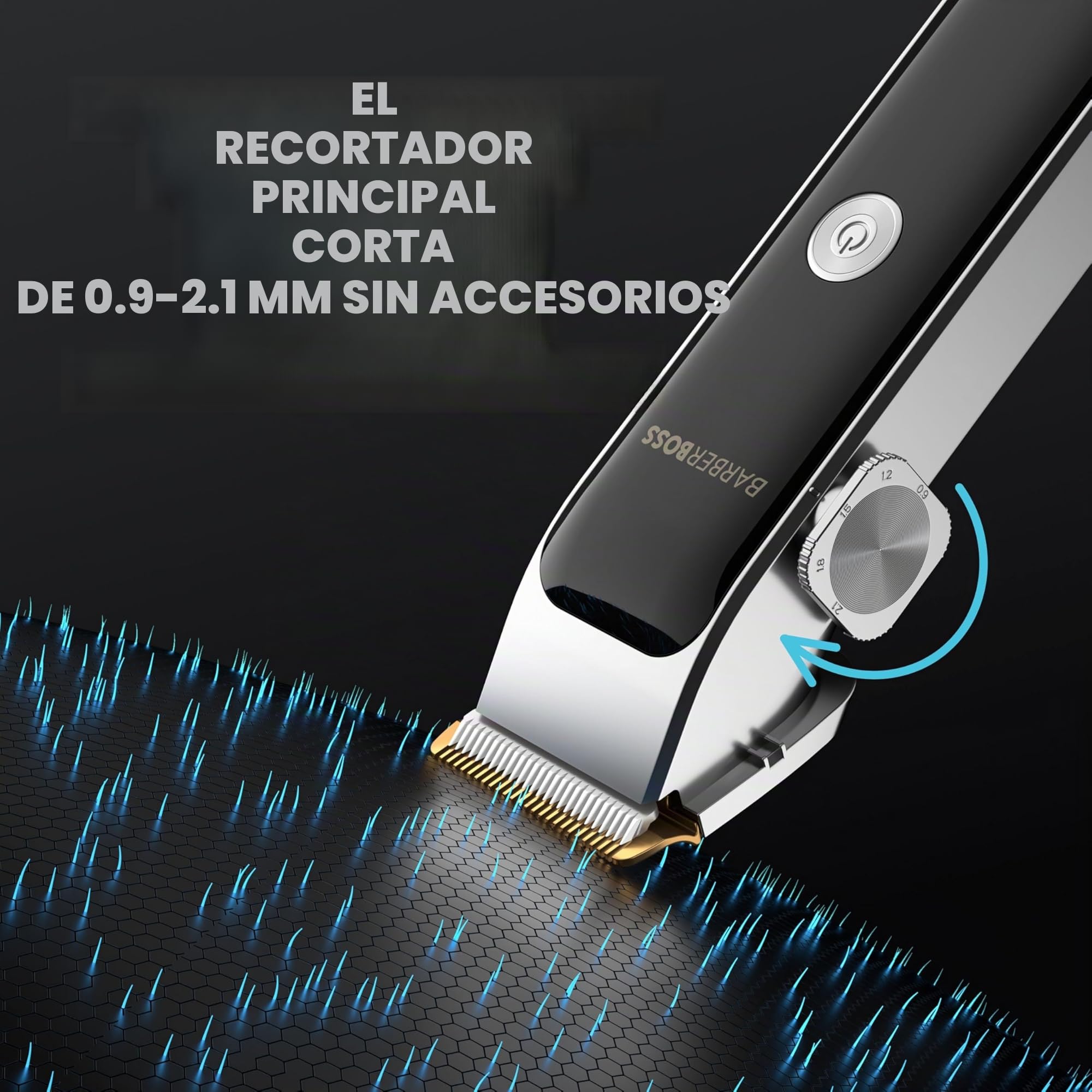 BarberBoss Cortapelos y barba portátil para hombre, con hoja de cerámica, esfera de precisión, peines guía, carga USB, pantalla rojo/verde, QR-2682