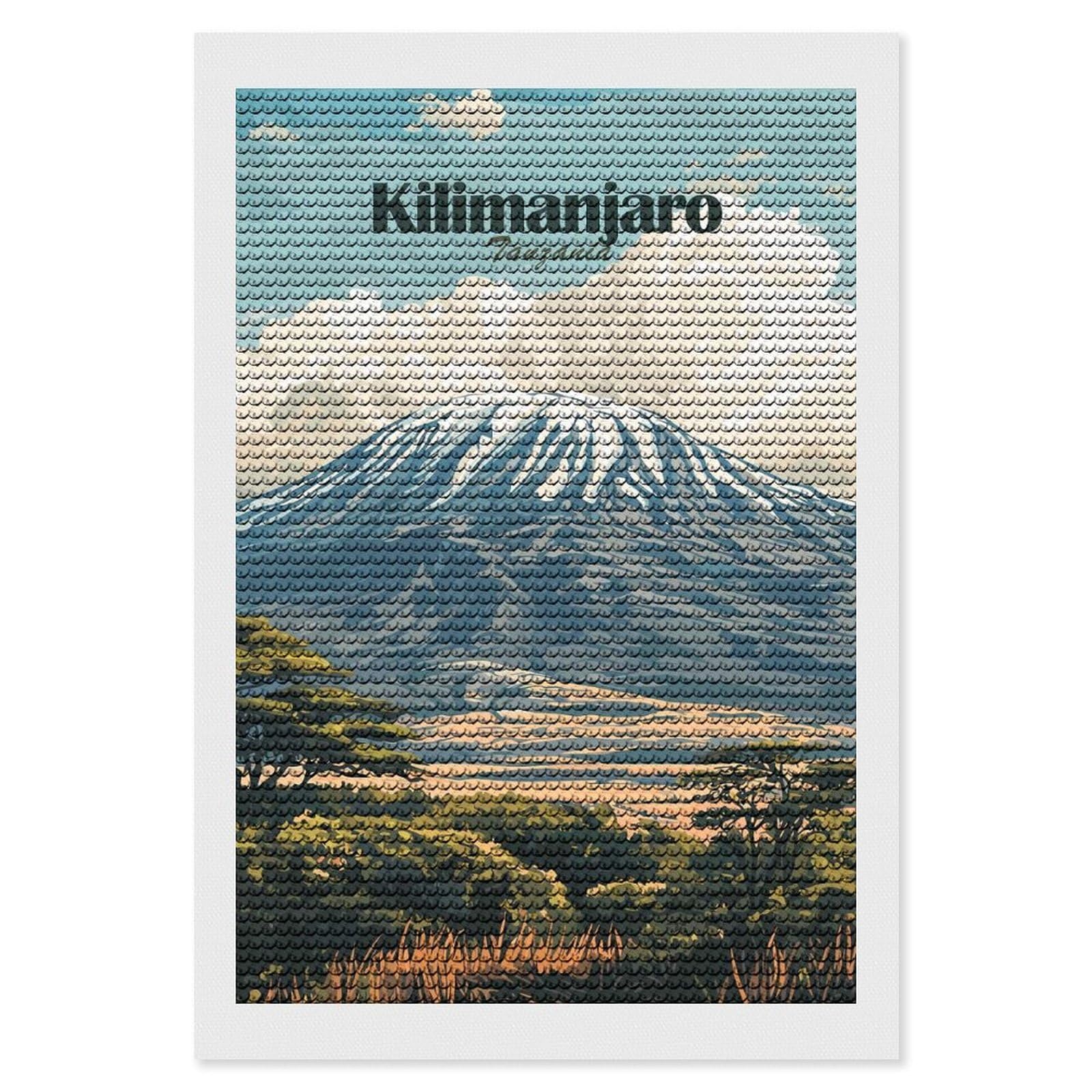 Junmoney Kilimanjaro Tanzania Travel Diamond Painting Canvas Set 8"x12", for Women, Pleasing Wall Art Project, Aesthetic Room Decor, Gift Idea