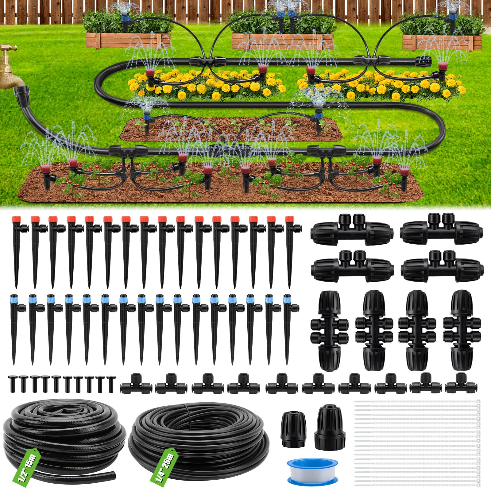 kit arrosage goutte à goutte jardin