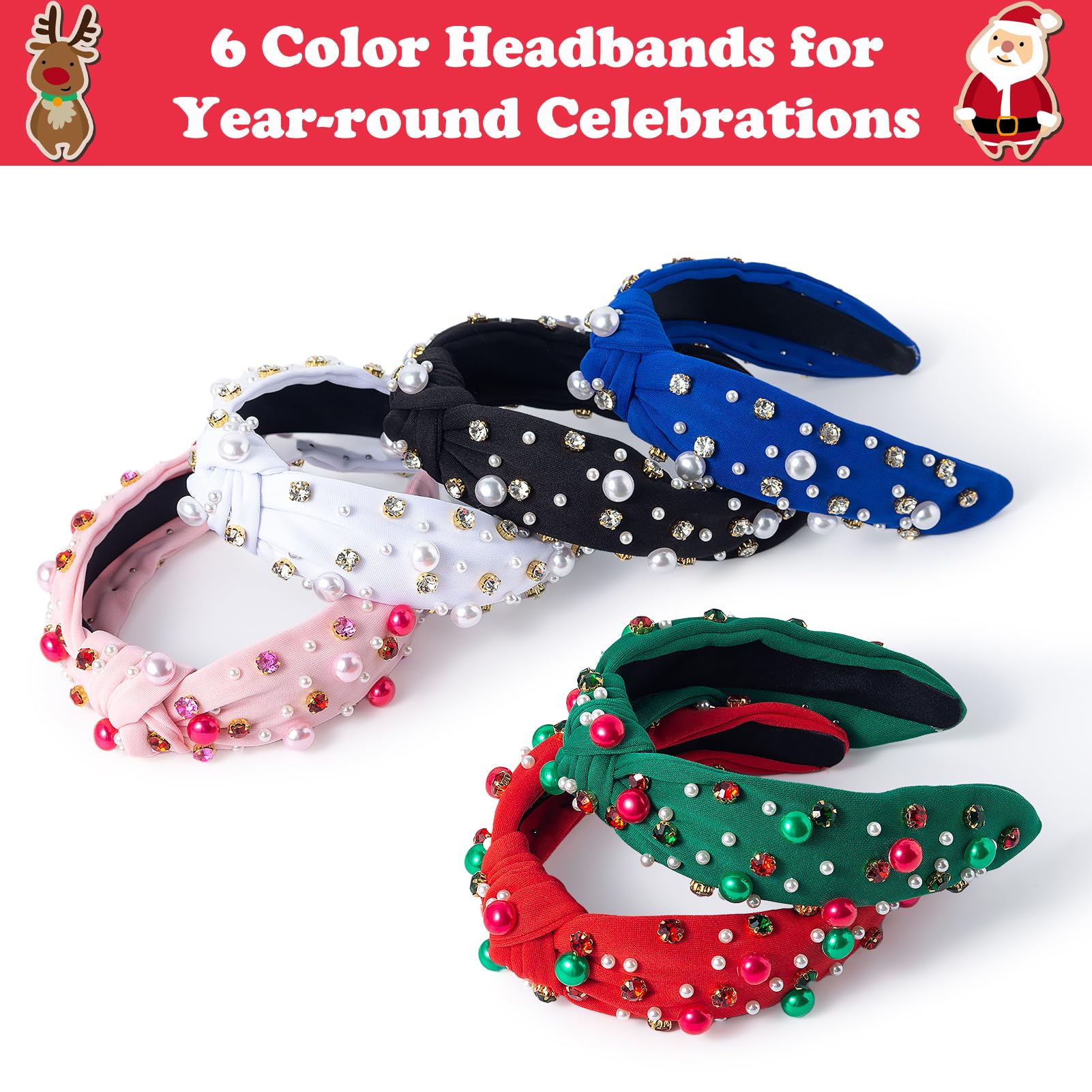 winthrop 6 diademas de Navidad BS para mujer, diadema ancha anudada, turbante, antideslizante, bandas para la cabeza, bandas para la cabeza, para yoga, bufanda para el pelo, accesorios de cosplay,