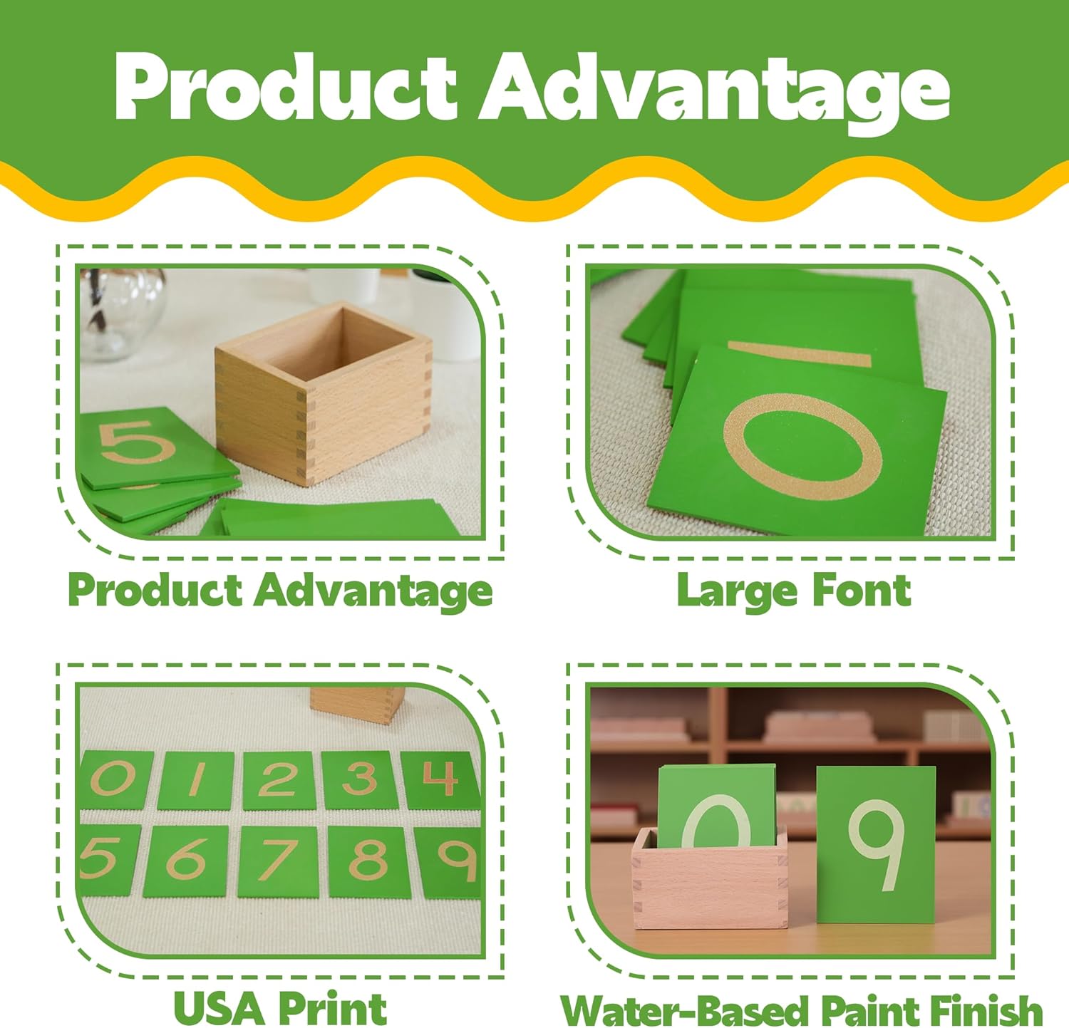 Montessori Sandpaper Numbers 0-9, Wooden Number Cards 1-10 with Box for 3+ Year Old Kids, Montessori Math Counting Sensory Toys, Learn Numbers Preschool Classroom Must Haves