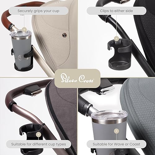 Miniatura 3 de Silver Cross  Portavasos WaveCoast  Portavasos para cochecito  Accesorios para cochecito  Soporte para bebidas  Negro