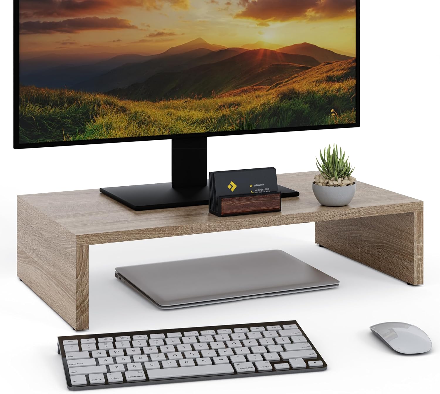 Monitorständer, 1-stufiger Monitorständer, Sonoma | Ständer für Computermonitore, Laptopständer, Computerständer, Druckerständer mit Ablagefach, ideal für Ihr Heimbüro