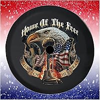 Vista 6 de Cubierta de neumático negra Home Free Because Brave con bandera militar, águila, 71 a 73,5 cm (28 a 29 pulgadas)