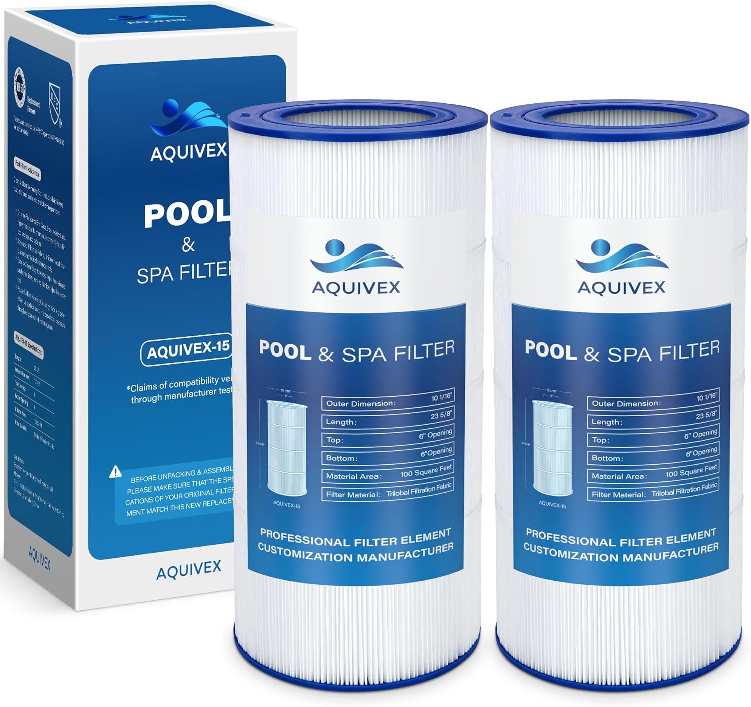 Cartucho de filtro de piscina CC100, compatible con Pentair Clean & Clear 100 en modelo 160316 y EC-160316, 160354 y EC-160354, repuesto para