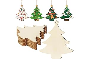 Large, DIY, Unfinished Wooden Christmas Tree Ornaments in Bulk (10-Pack)