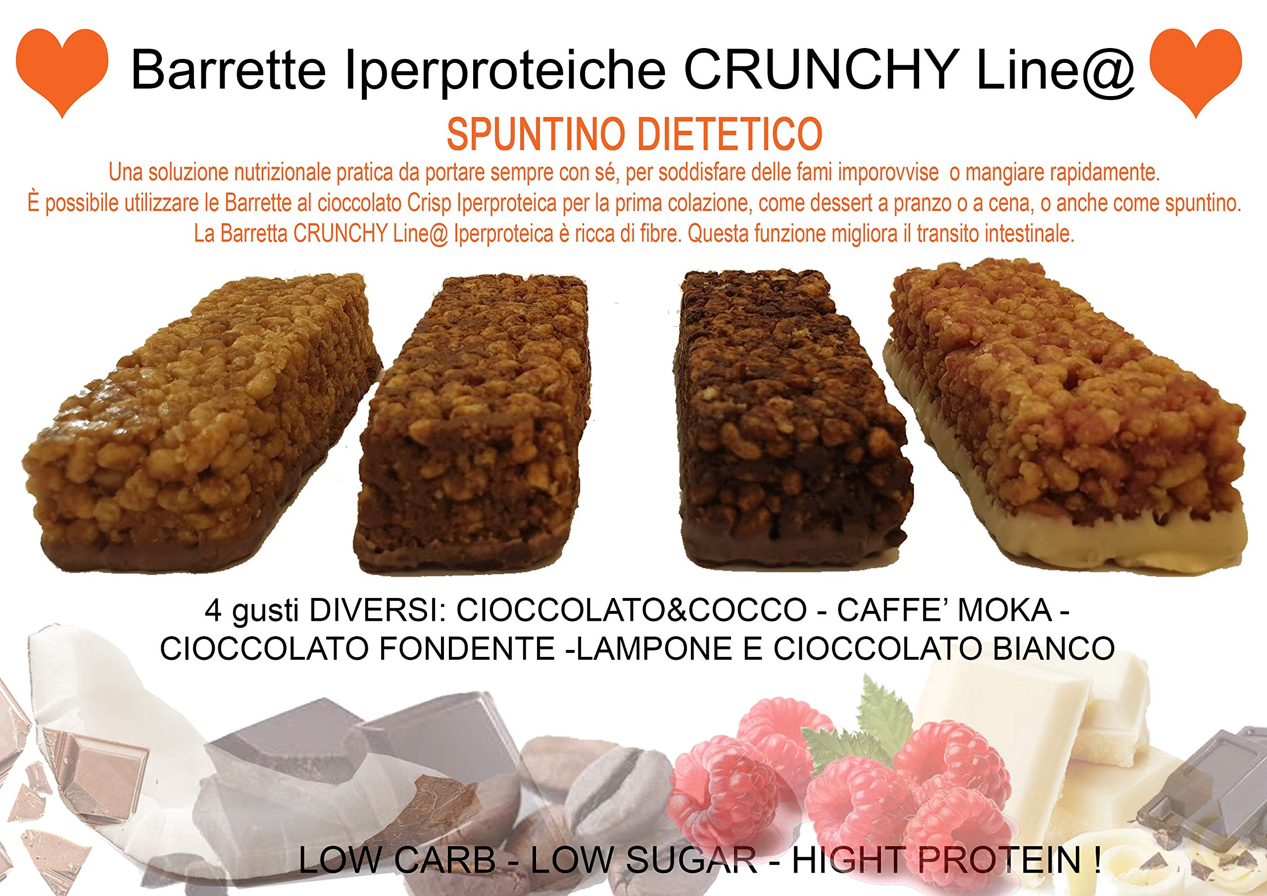 10 BARRETTE CRUNCHY PROTEICHE Line@diet al CAFFE' MOKA | 0 ZUCCHERI | 15g PROTEINE | 4g CARBOIDRATI!