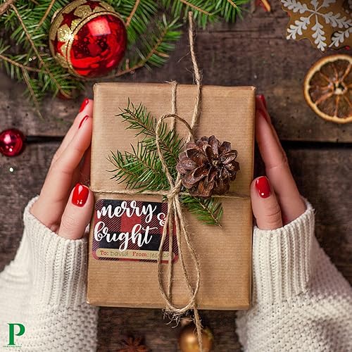 Miniatura 4 de Etiquetas navideñas de papel estraza metálico, 8 diseños jumbo, calcomanías de Navidad para regalo, etiquetas con de y para, 80 unidades