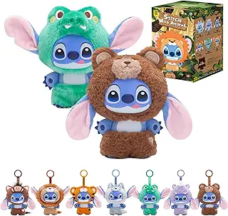 TOP TOY ディズニー(Disney) スティッチ「野性動物」シリーズ ぬいぐるみ ソフビ【1ピース】ガチャガチャ ブラインド ボックス フィギュア プラモデル プレミアム おもちゃ 誕生日 プレゼント Stitch キャラクター コレクター向け クリスマス ギフト