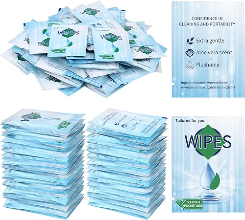 Hoolerry Toallitas húmedas para adultos, 300 unidades, desechables, aloe vera, no tóxicas, sin alcohol, envueltas individualmente, 2.4 x 3.1 in