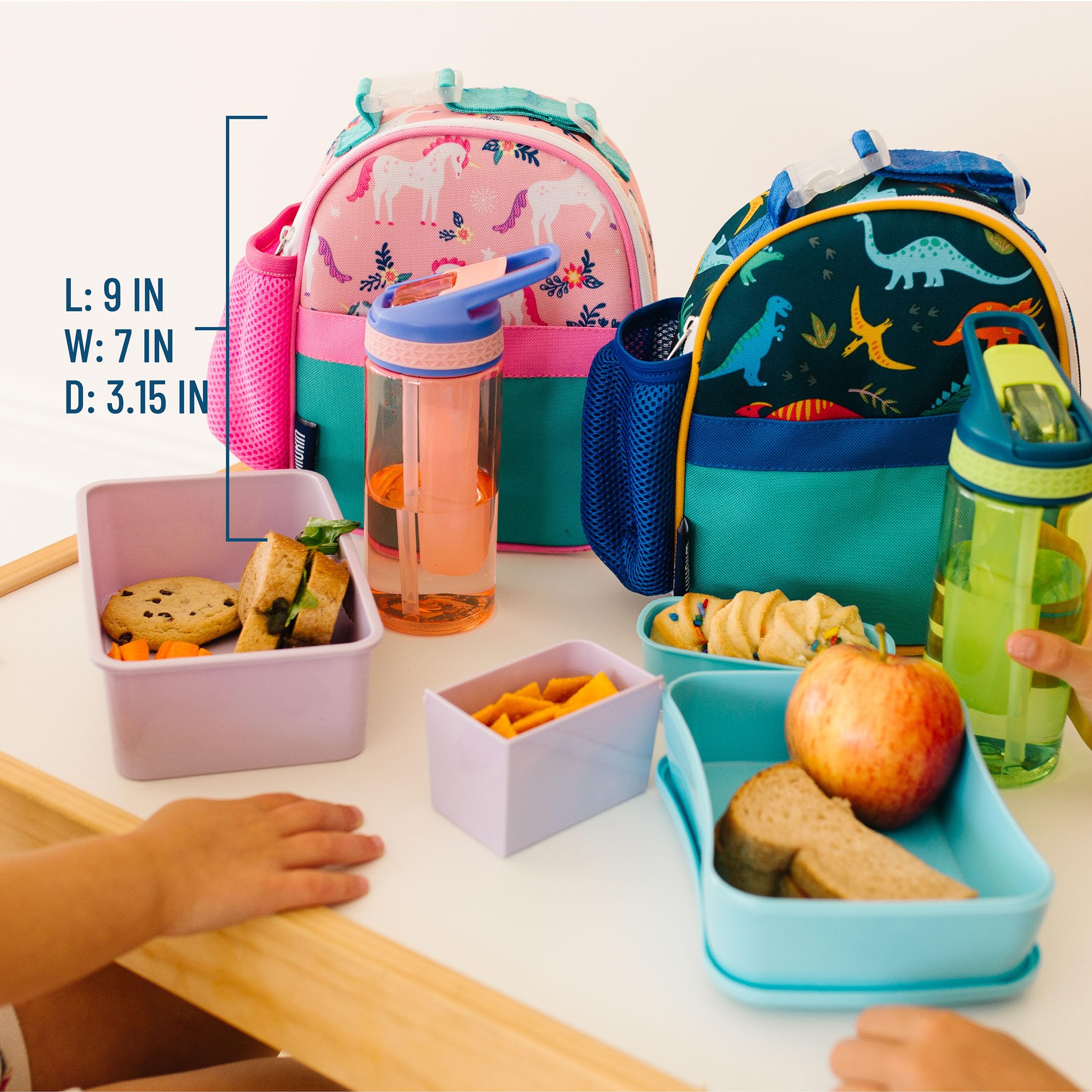 Wildkin Izolowana torba na lunch dla dzieci dla chłopców i dziewcząt, idealny rozmiar do pakowania gorących lub zimnych przekąsek do szkoły i podróży, wymiary 24 x 18 cm, bez BPA, oliwkowe dzieci (magiczne jednorożce)