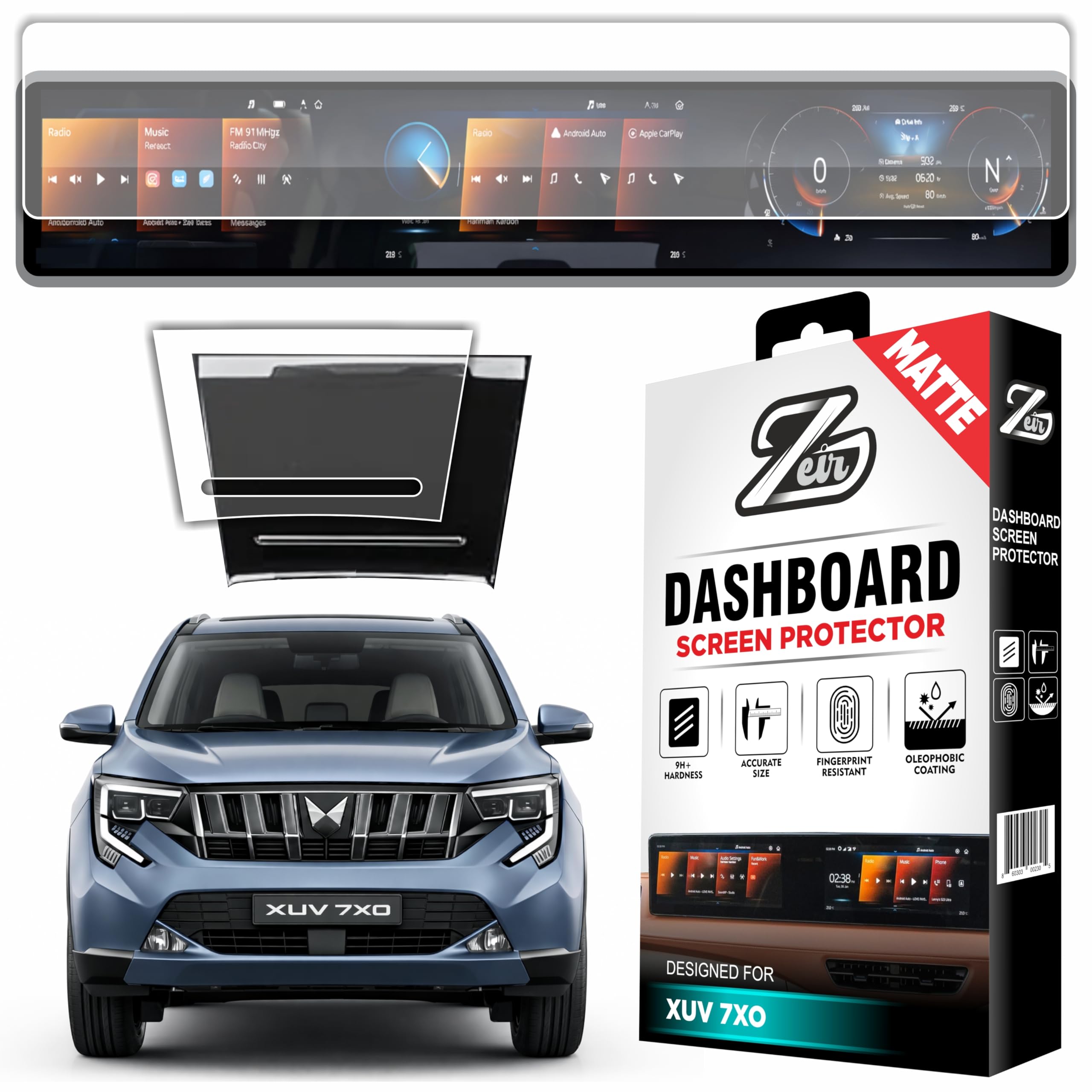 ZEIR MATTE [2 PACK] Screen Protector Compatible with MAHINDRA XUV 7XO 2026+ Models (AX, AX3, AX5, AX7, AX7T, AX7L) - 12.3 Inch Triple Screen Long Display Guard Dashboard Touchscreen Accessory Featuring Seamless Plain Design (NO Adrenox+ Badge Cutout) + Flexible TPU Storage Panel Film - Anti-Scratch, Water Resistant, Bubble Free - Premium HD Clarity 9H Hardness Car Accessories & Infotainment Auto Guard Includes Complimentary Installation Kit [Not Tempered Glass] [For No Adrenox Badge Models]-image-30