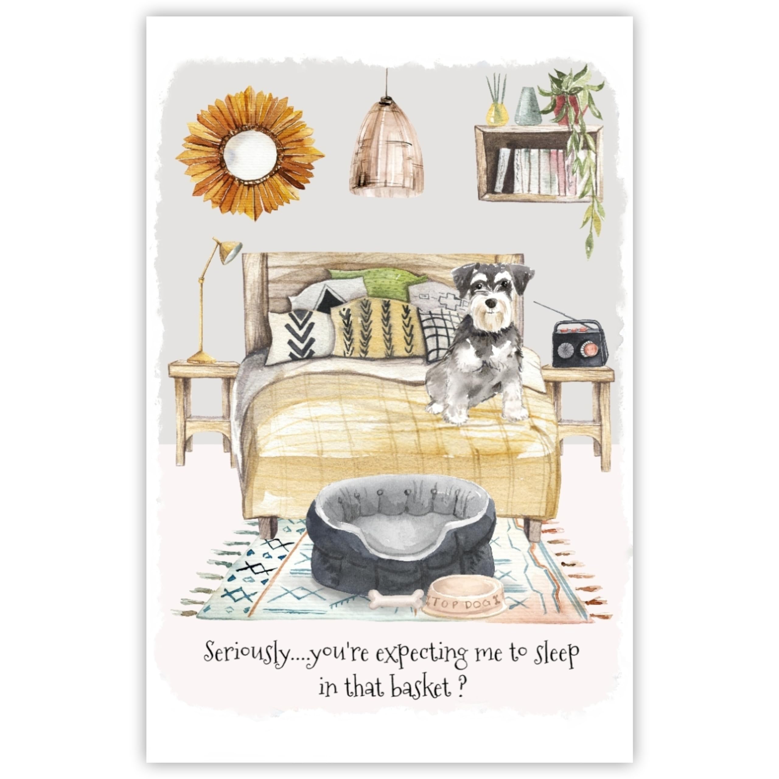 Funny Schnauzer Dog Greetings Card