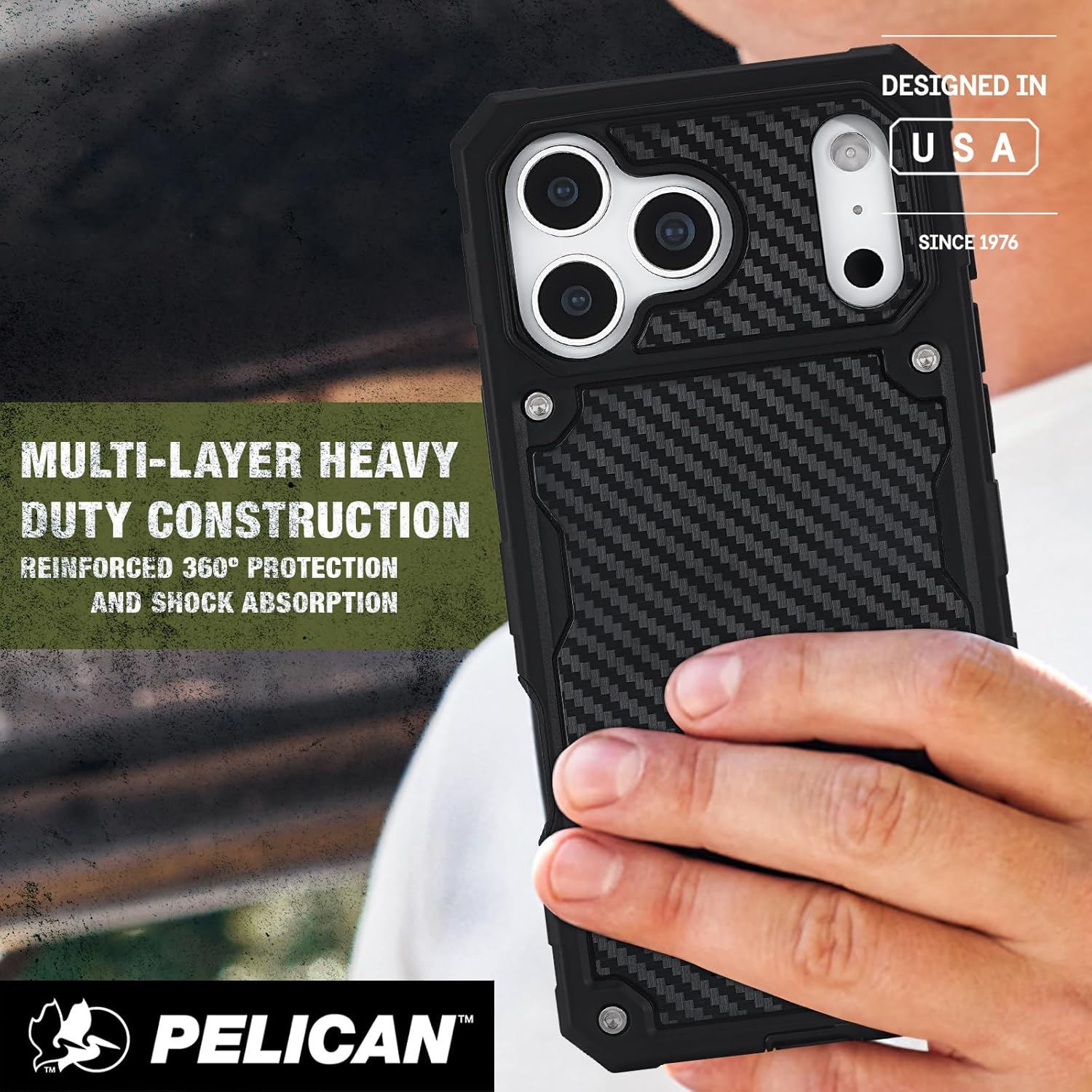 Pelican Shield iPhone 17 Pro Max Case [Compatible with MagSafe] Rugged Phone Case w/ 21ft Military-Grade Drop Protection - Heavy Duty Phone Cover w/Belt Clip Holster for iPhone 17 Pro Max - Carbon - Image 7