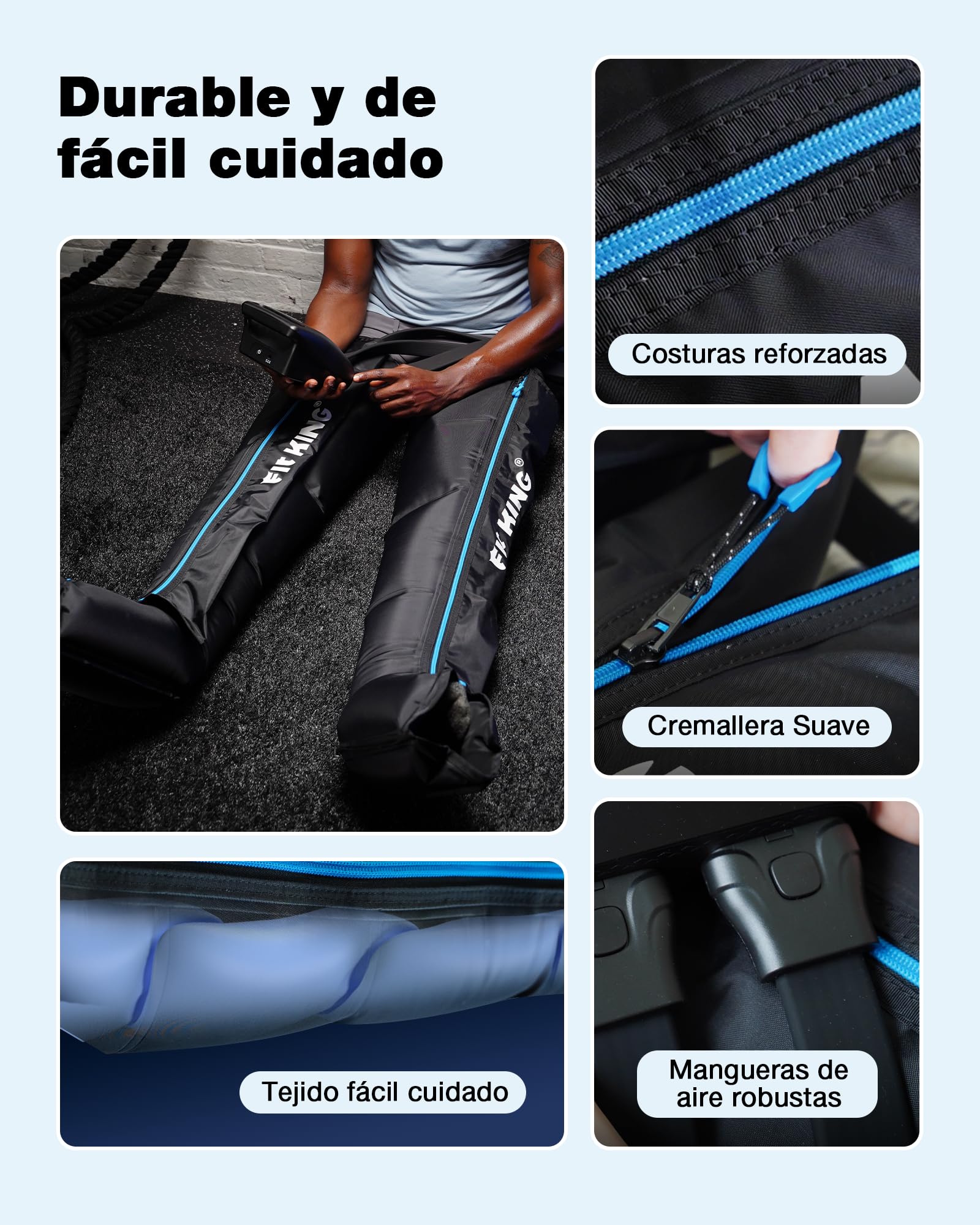 FIT KING botas presoterapia piernas, control de 4 zonas recargable (S) | Presoterapia para casa 12 intensidades 3 modos para pies pantorrillas y muslos Recuperación post-entreno y relajación diaria