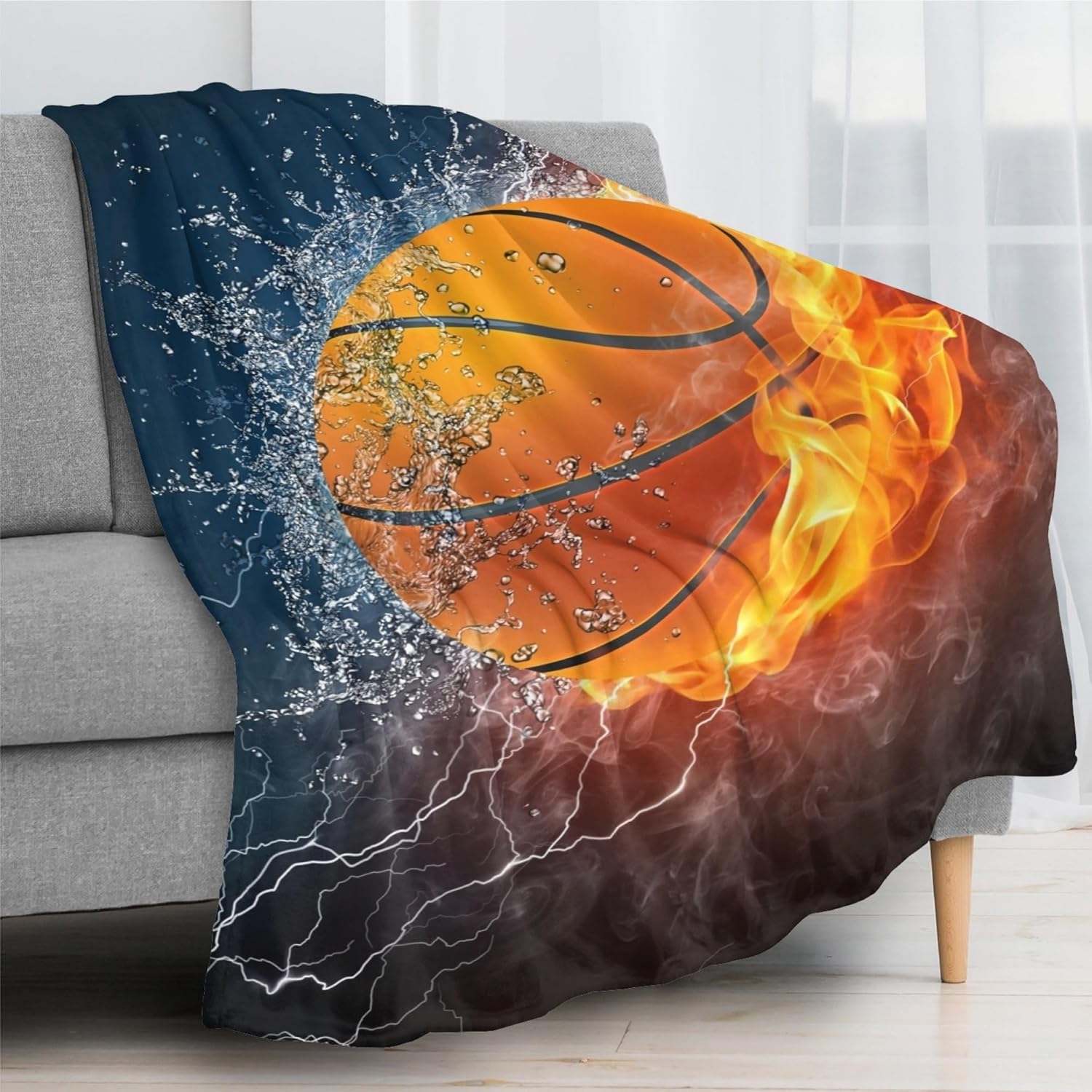 Cool Basketball Fun Ball Throw Blanket Super Soft Warm Bed Blankets Boy Bedding for Couch Bedroom Sofa Office Car, All Season Cozy Flannel Plush Blanket for Girls Boys Adults, 50"X40" - Image 3
