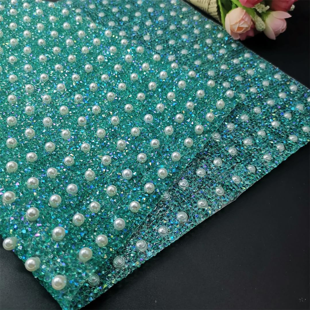 24X40cm Perla Glitter Multicolore Resina Strass Mesh Trim Cristallo Tessuto Foglio Strass Nastro Applique Per Abiti Artigianato E Borse