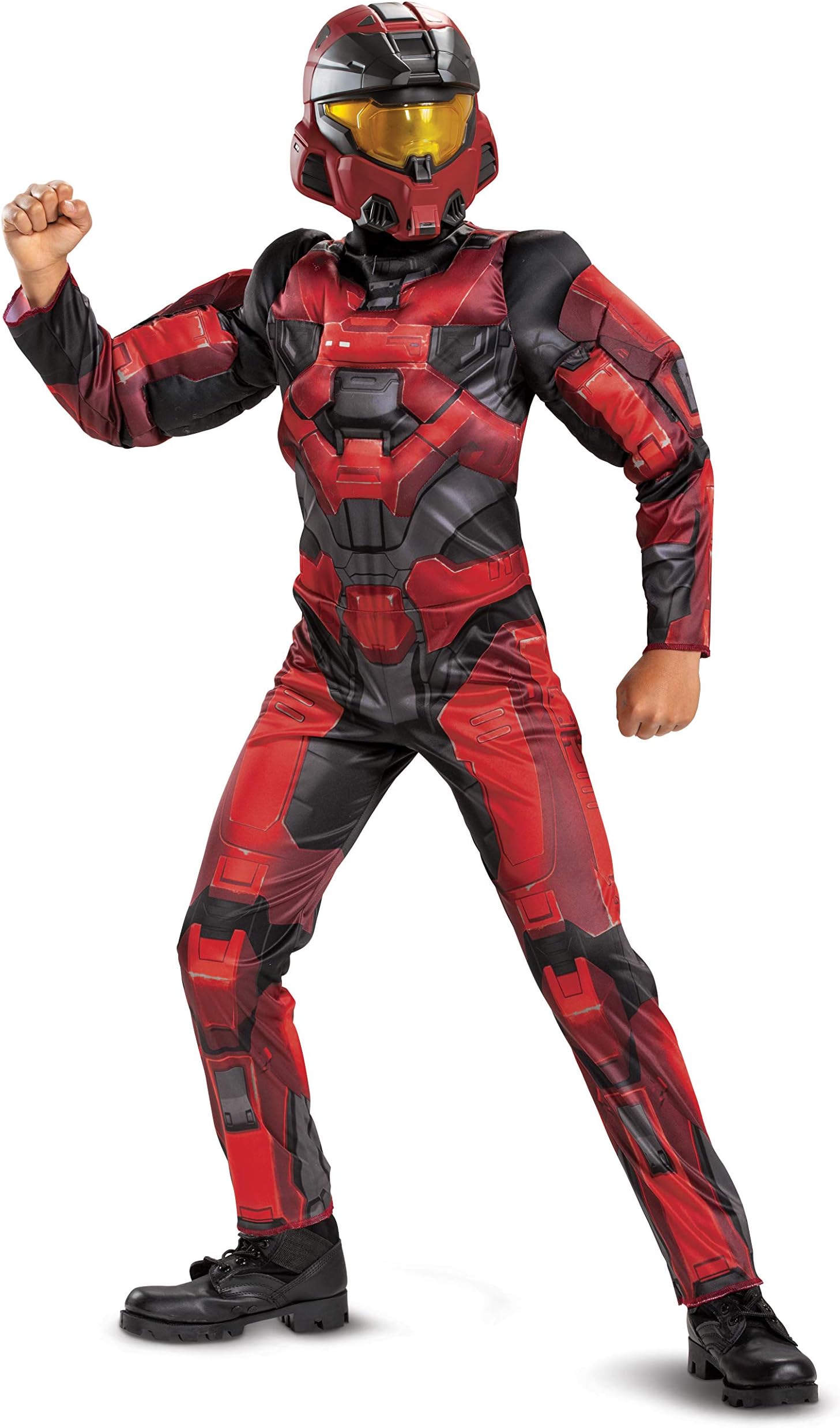 Halo Infinite Red Spartan Costume, Kids Size Video Game Inspired Character Jumpsuit, Classic Child Size Small (4-6)