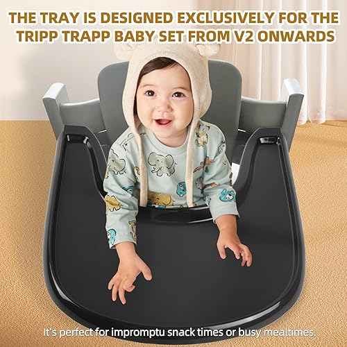 Miniatura 4 de Bandeja para silla alta para bebé compatible con silla Stokke Tripp Trapp, con superficie lisa que proporciona placas de succión con más potencia de