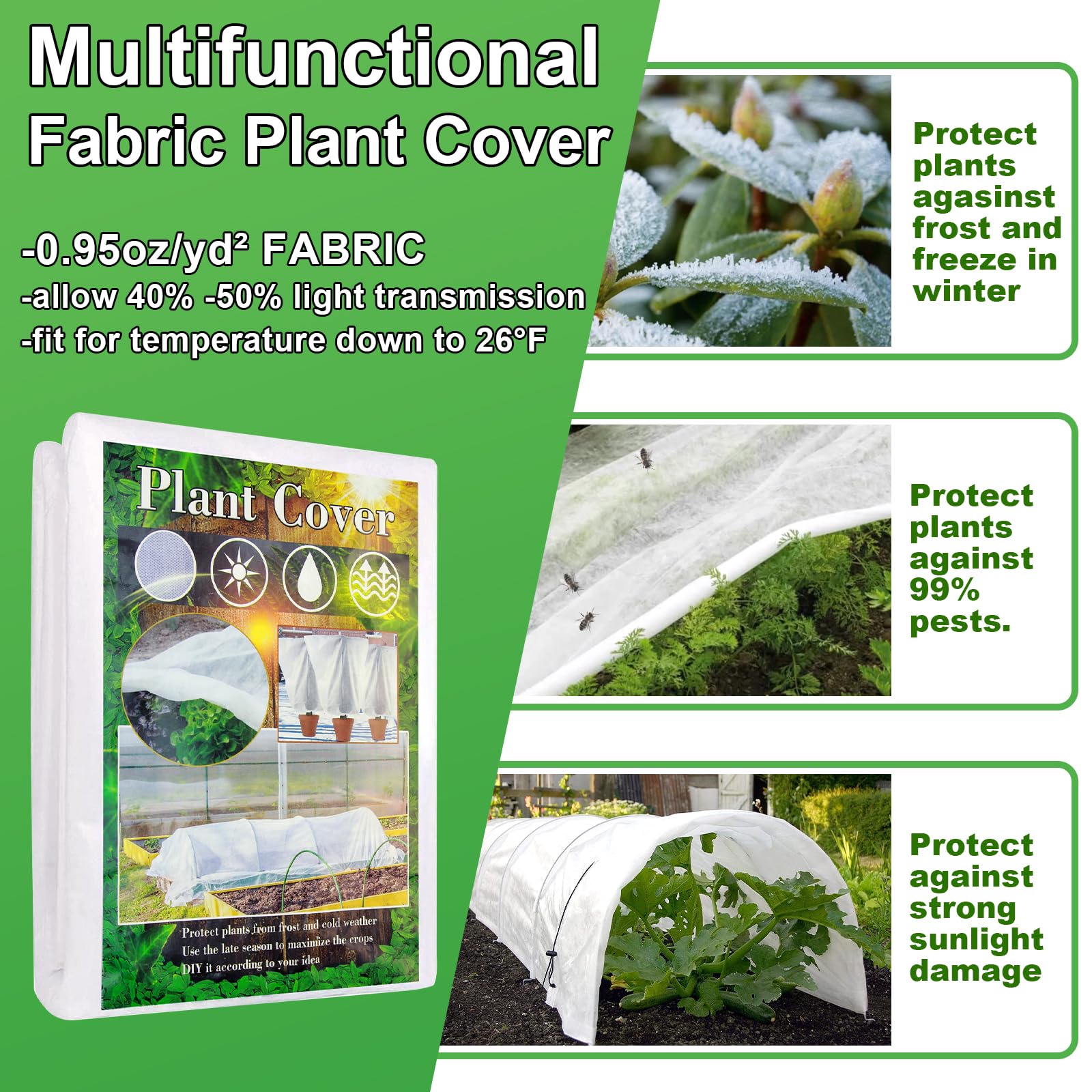Winter Garden Plant Covers Freeze Protection, 10 X 33FT Frost