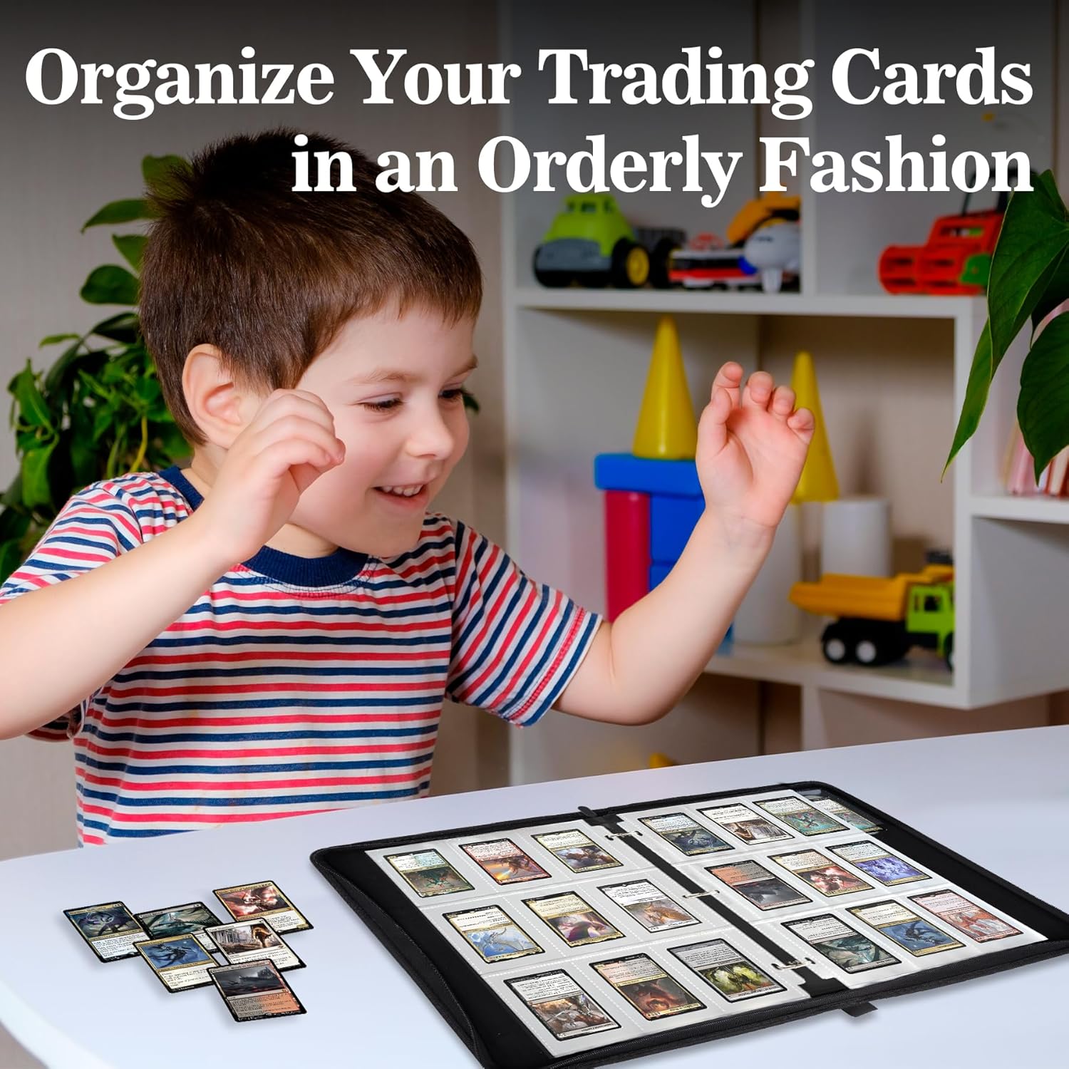 Card Binder 9 Pocket, Trading Card Binder with Clear Window Design, 720 Double Sided Pocket PU Collection Binder, Card Albums for MTG, TCG, and Sports Cards(Dark Green)