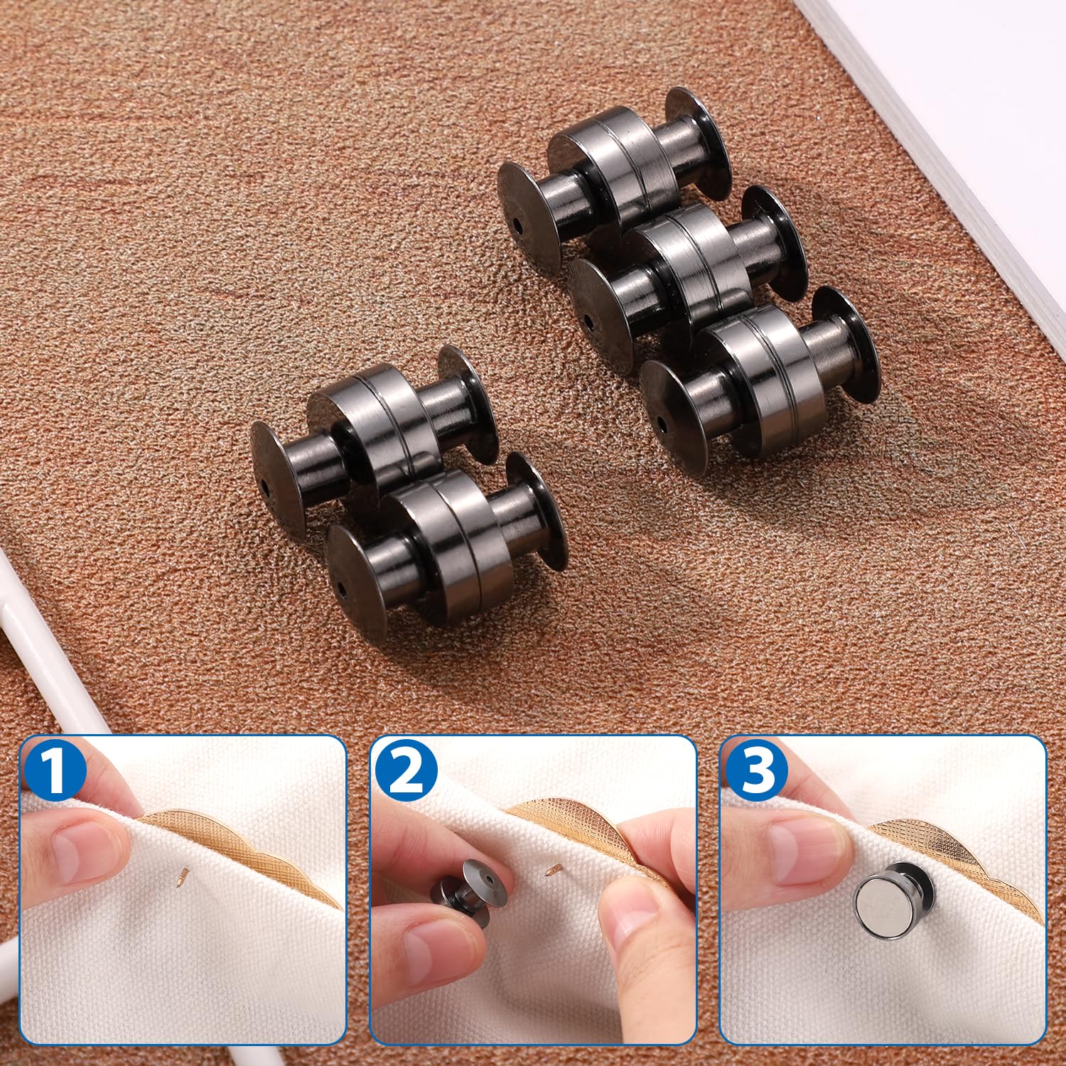 Uxcell 100Pcs Metal Pin Backs Spring Loaded Pin Keepers Locking Pin Keepers Locking Clasp Brown - View #10