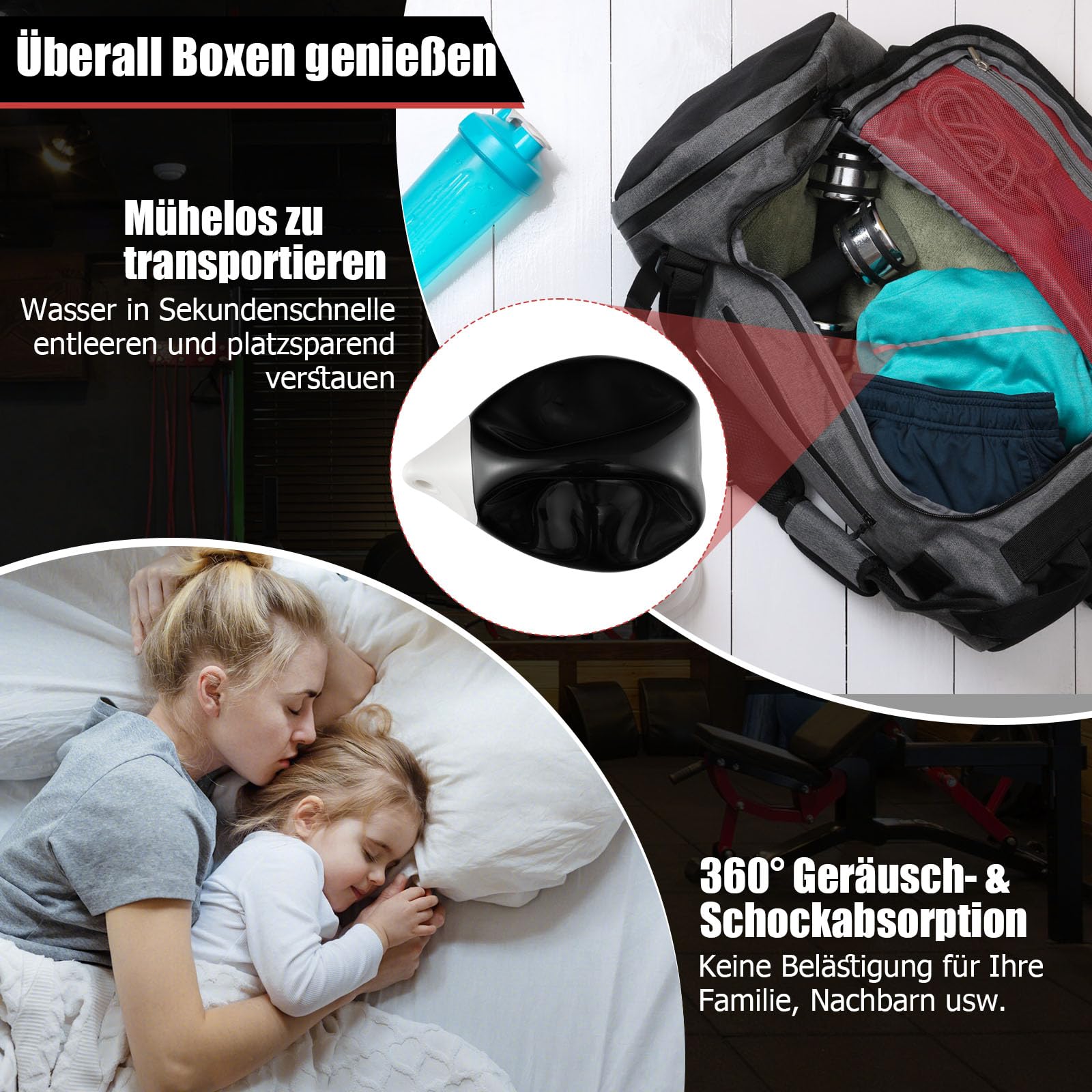 GYMAX Wasserboxsack Ø55cm aus PVC, Boxing Punching Bag mit Wasser füllbar, 80kg hängendes Punchingsack inkl. Wasserschlauch, Sicherheitsschnallen & Metallkette, für Erwachsene & Jugend, Schwarz