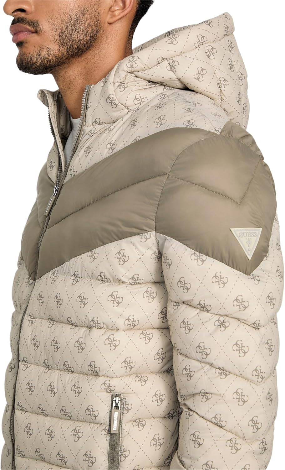 GUESS mens New Jacob Color Block Hooded Jacket - Image 3