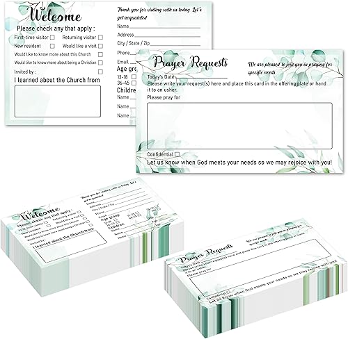 180 tarjetas de visita de la iglesia para petición de oración y tarjetas de bienvenida para visitantes de la iglesia de 3 x 5 pulgadas, tarjetas de