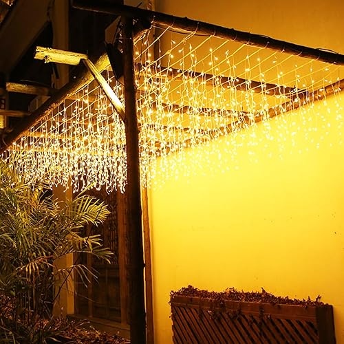 Miniatura 6 de Luces LED de carámbanos, 8 modos de 16.4 pies, 112 luces LED de Navidad, cortina corta colgante de hadas, luces extensibles para boda, balcón,