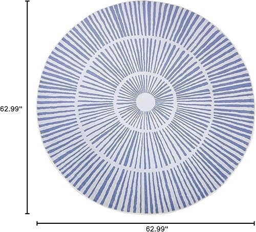 Miniatura 2 de Alfombra abstracta moderna de 5.2 pies, redonda, contemporánea, suave, azul, antideslizante, para dormitorio, sala de estar, dormitorio, vestidor,