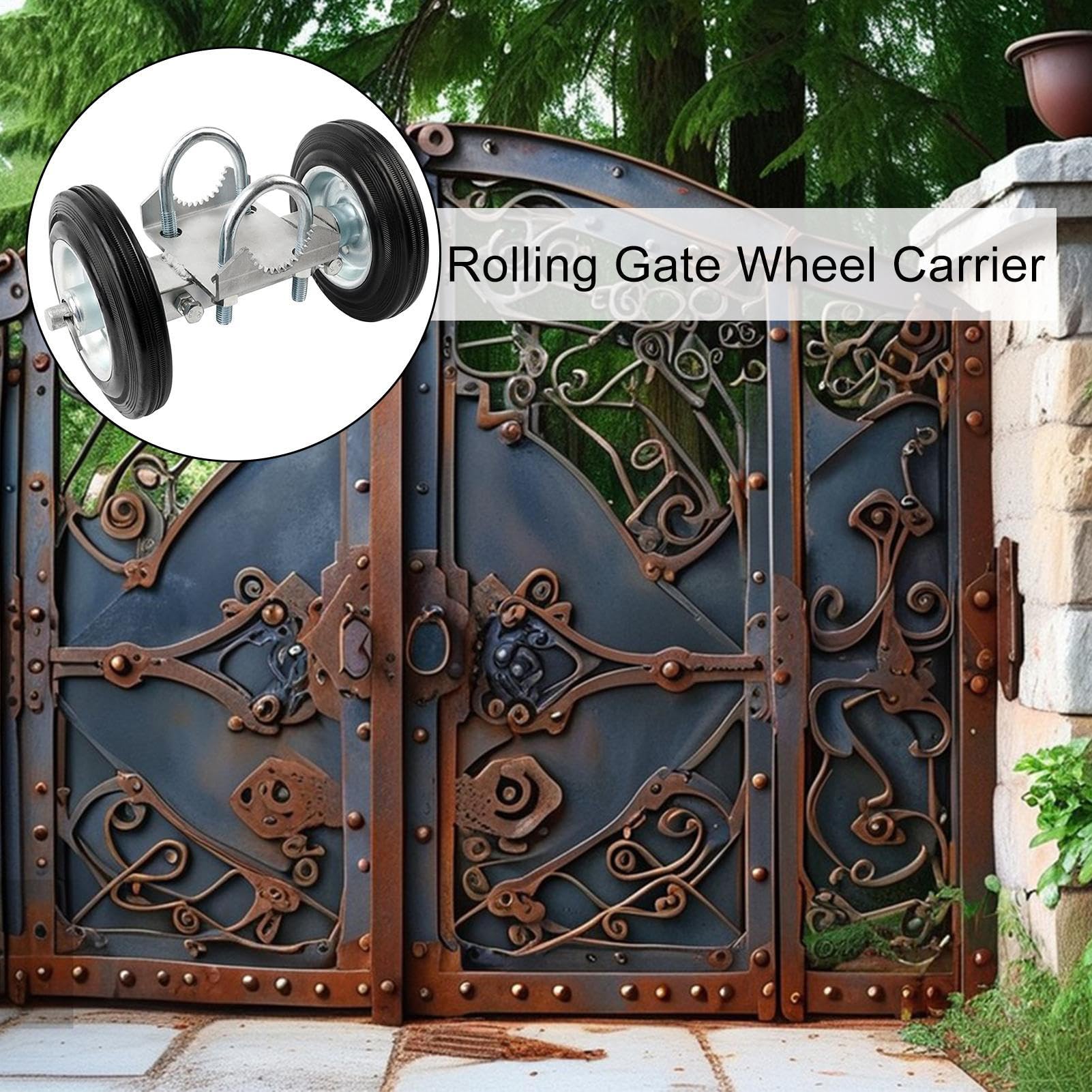 Schiebetor Rollen 270 kg Tragkraft Laufrollensatz Für Maschendrahtzäune | Stabiler Rollenhalter Aus Metall Für Kettenzäune Und Metallrohrzäune Im Außenbereich